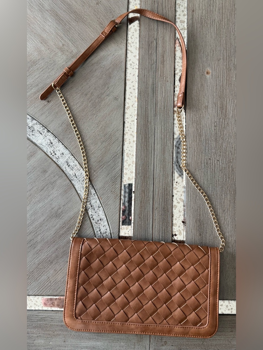 Urban Expressions Woven Faux/Vegan Leather Crossbody Clutch